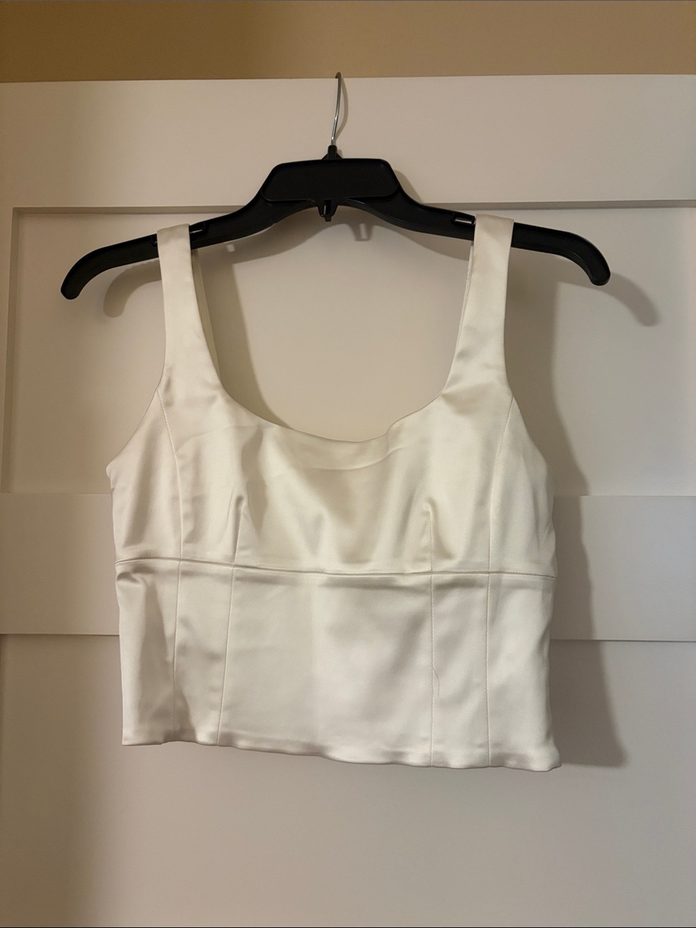Aritzia White Satin Crop Tank